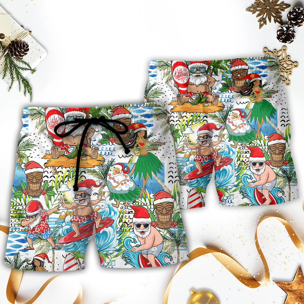 Christmas Santa Aloha Beach Vibe - Beach Short Reefox - Owls Matrix LTD