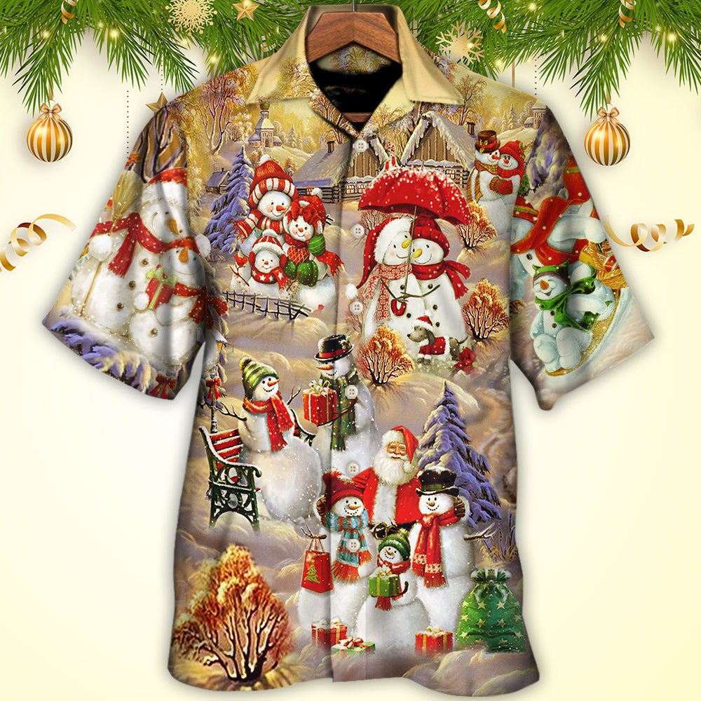 Christmas Snowman Couple Love Xmas Cool - Hawaiian Shirt - Reefox