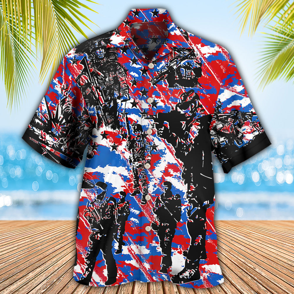 Veteran Independence Day Camo Pattern - Hawaiian Shirt - Reefox