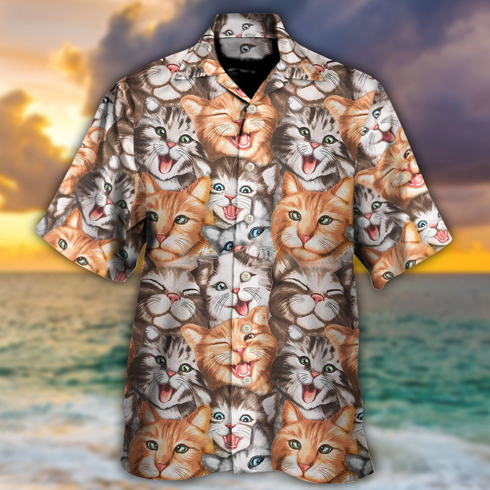 Cat Cute Happy Life With Funny Little Cat - Hawaiian Shirt - Reefox