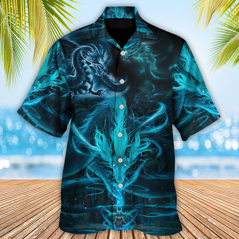 Dragon Blue Lighting And The Witch - Hawaiian Shirt - Reefox