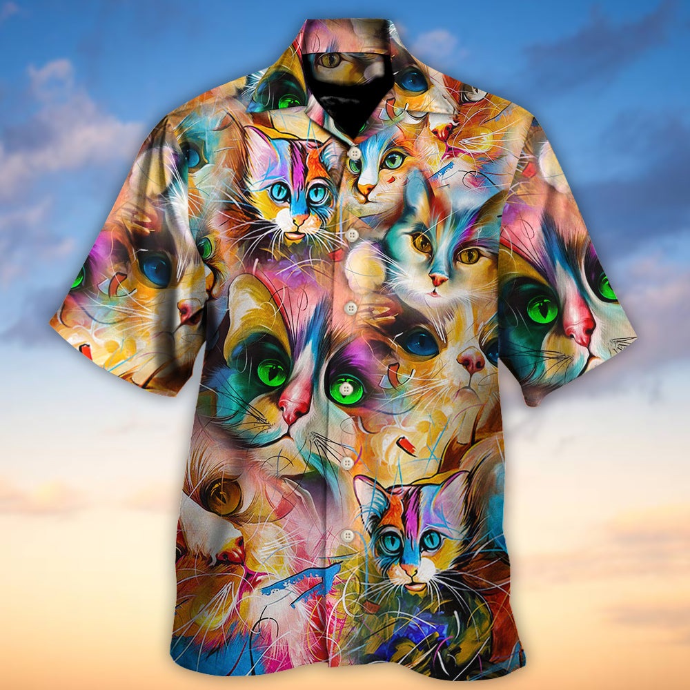 Cat Funny Art Lover Cat Colorful Mixer Style - Hawaiian Shirt - Reefox