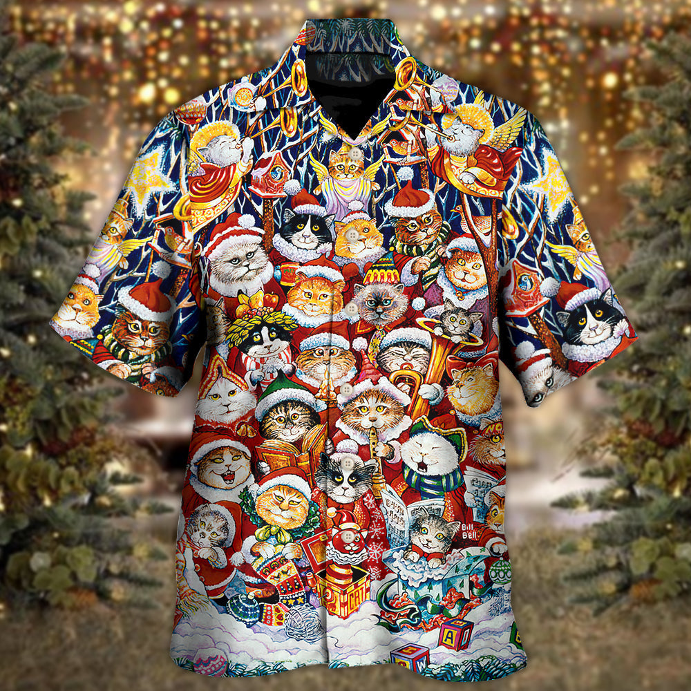 Christmas Cat Funny Happiness - Hawaiian Shirt - Reefox