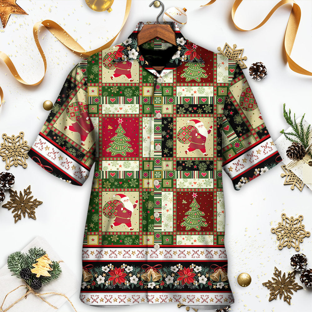 Christmas Santa And Fir-tree - Hawaiian Shirt - Reefox