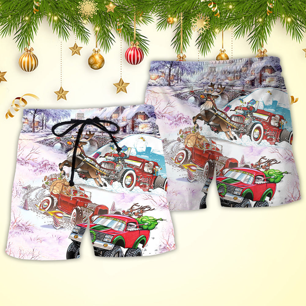 Christmas Car Run Xmas Hohoho - Beach Short Reefox - Owls Matrix LTD