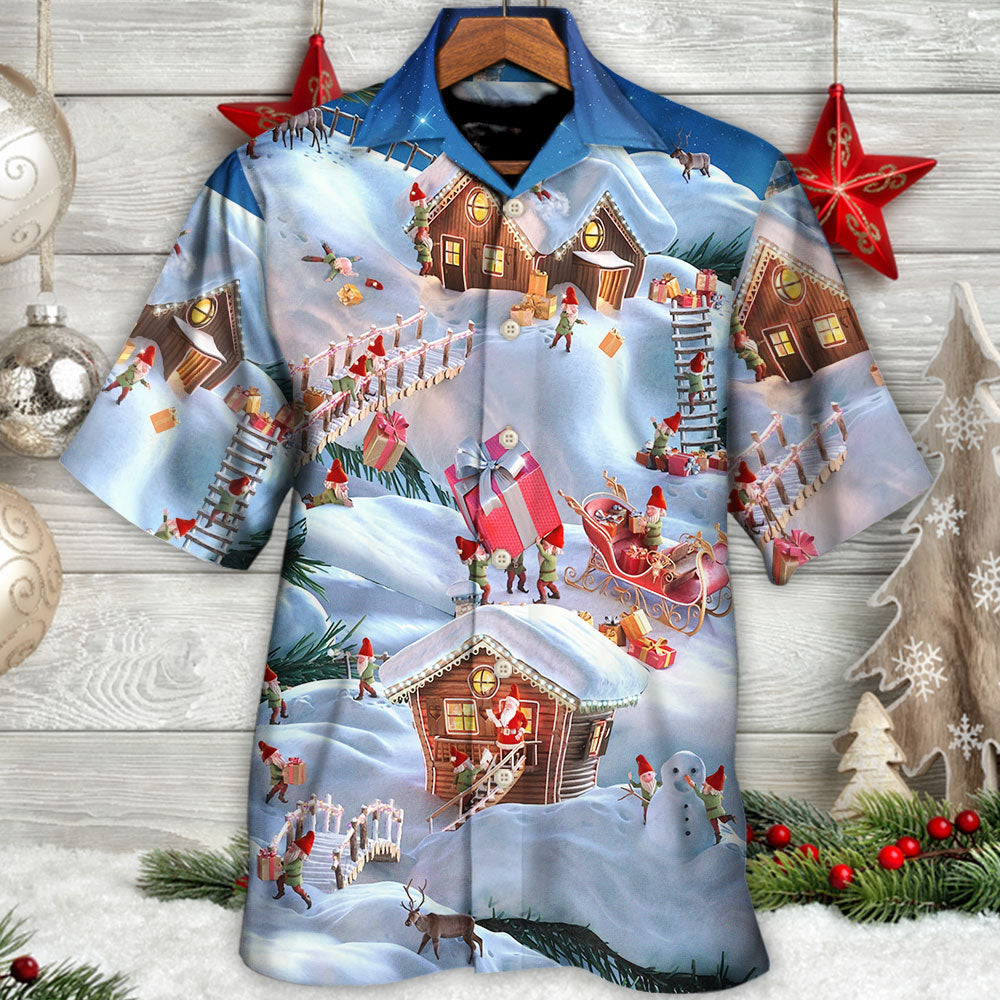 Christmas Santa And Gnome Merry Xmas - Hawaiian Shirt - Reefox