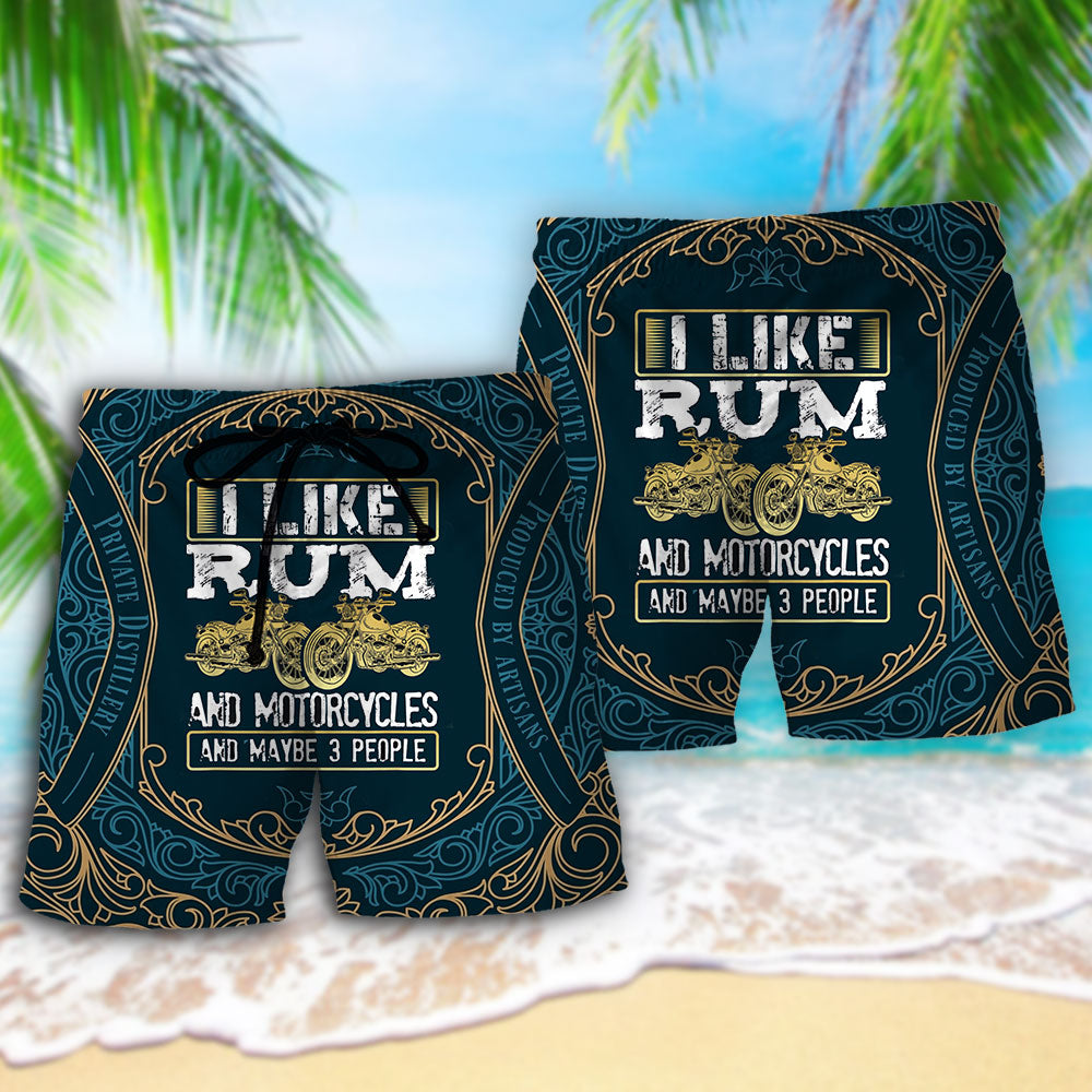 Wine Rum I Like Rum And Motorcycles - Beach Short Reefox - Owls Matrix LTD
