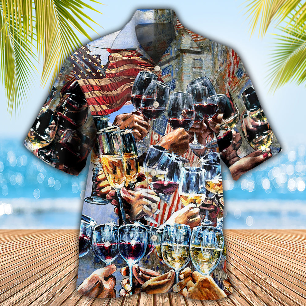 Wine Cheers Independence Day - Hawaiian Shirt - Reefox