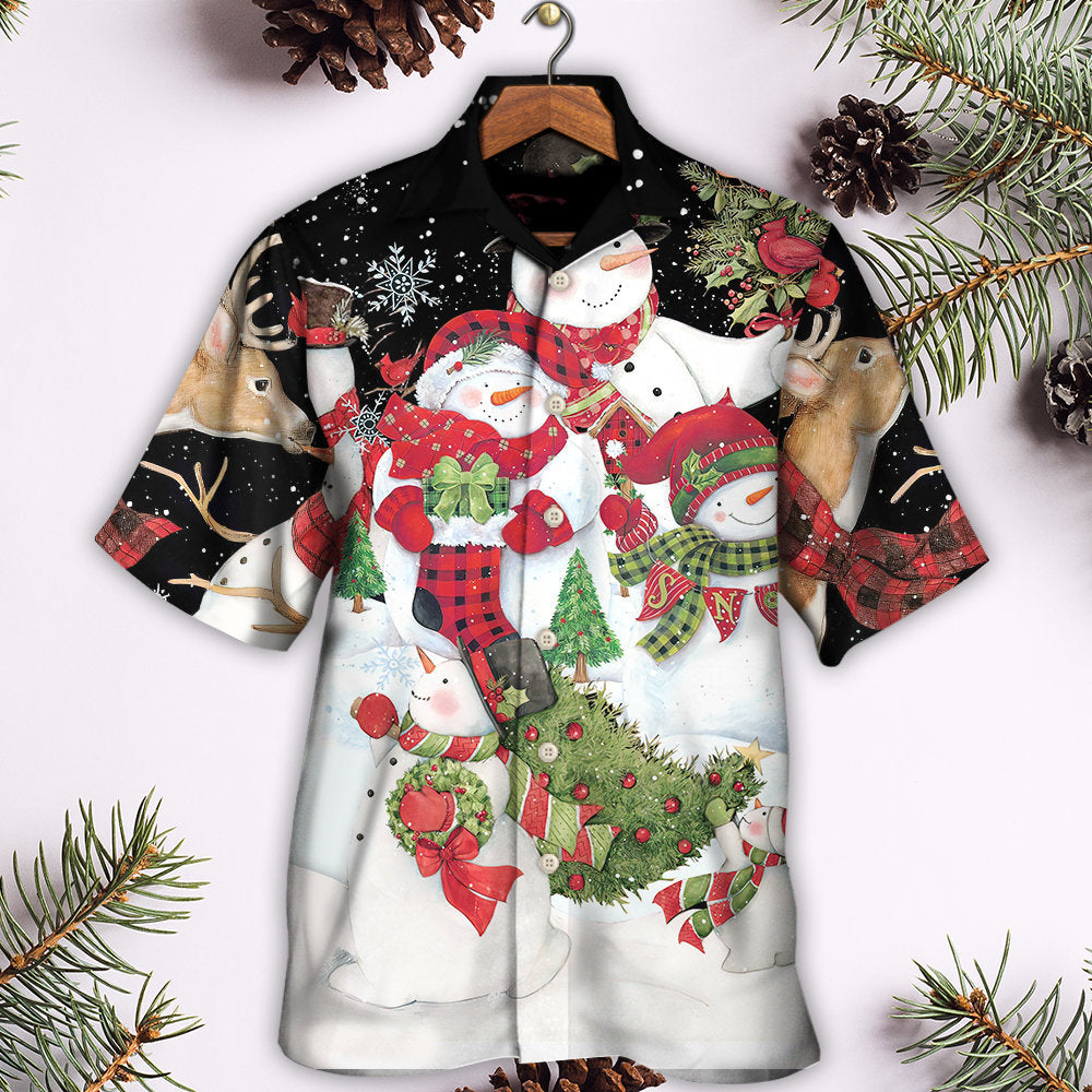 Christmas Cutie Snowman Happy Xmas Cardinal - Hawaiian Shirt - Reefox