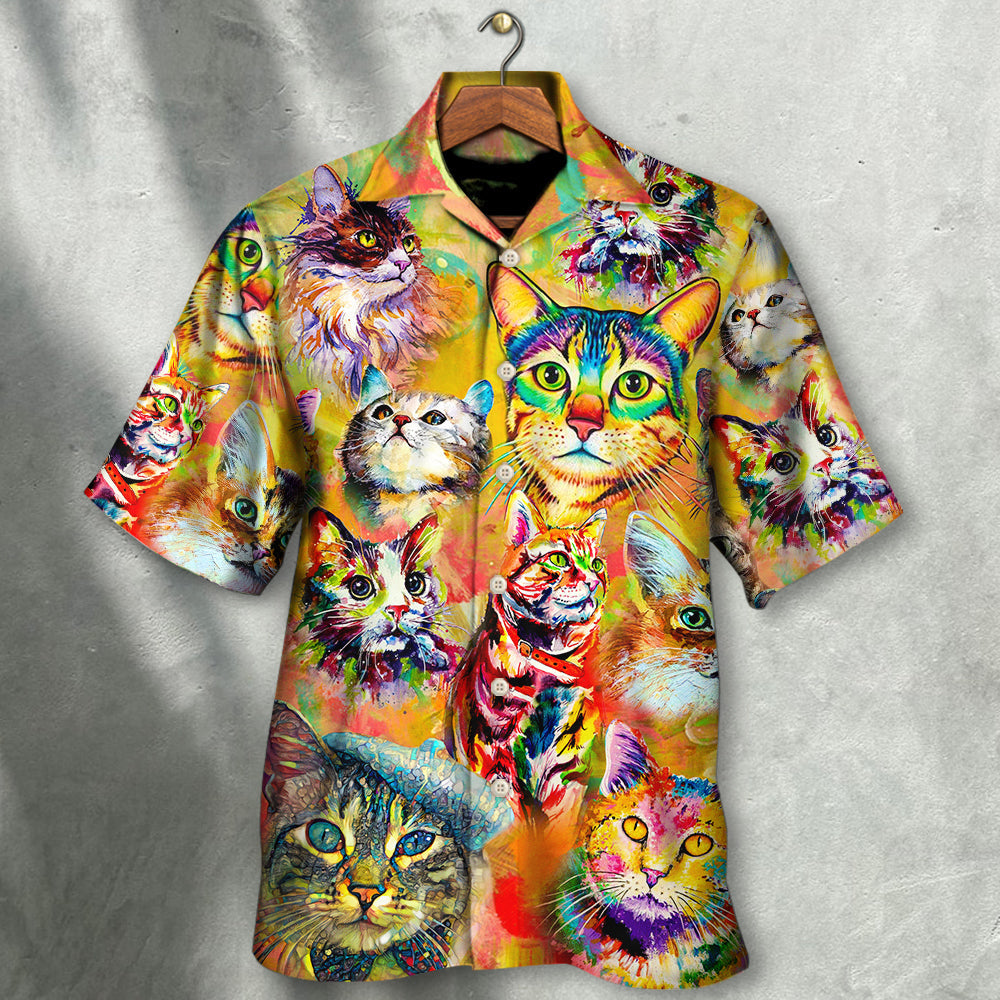 Cat Funny Lover Cat Colorful Painting Art Style - Hawaiian Shirt - Reefox