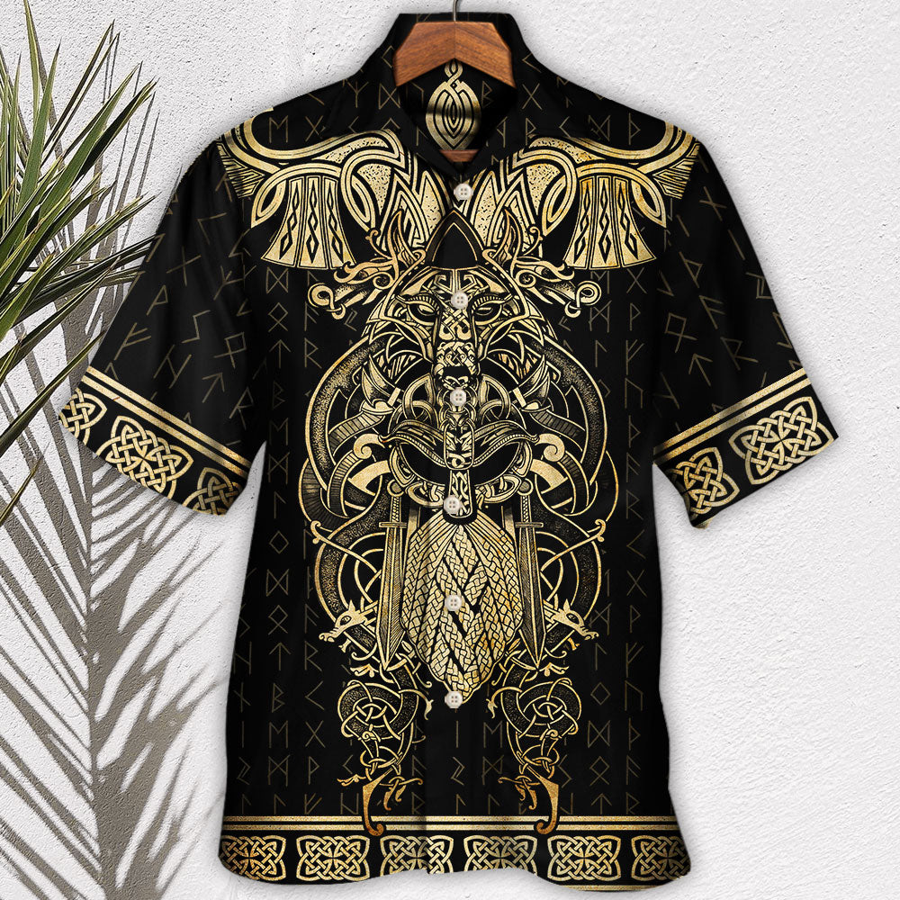 Viking Warrior The Raven Yellow Of Odin - Hawaiian Shirt - Reefox