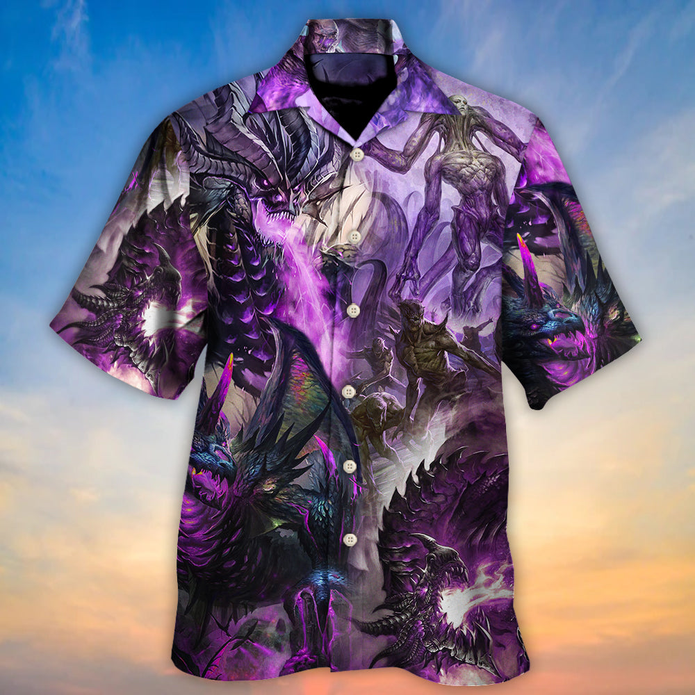 Dragon Purple Skull Monster Lightning Fight Art Style - Hawaiian Shirt - Reefox