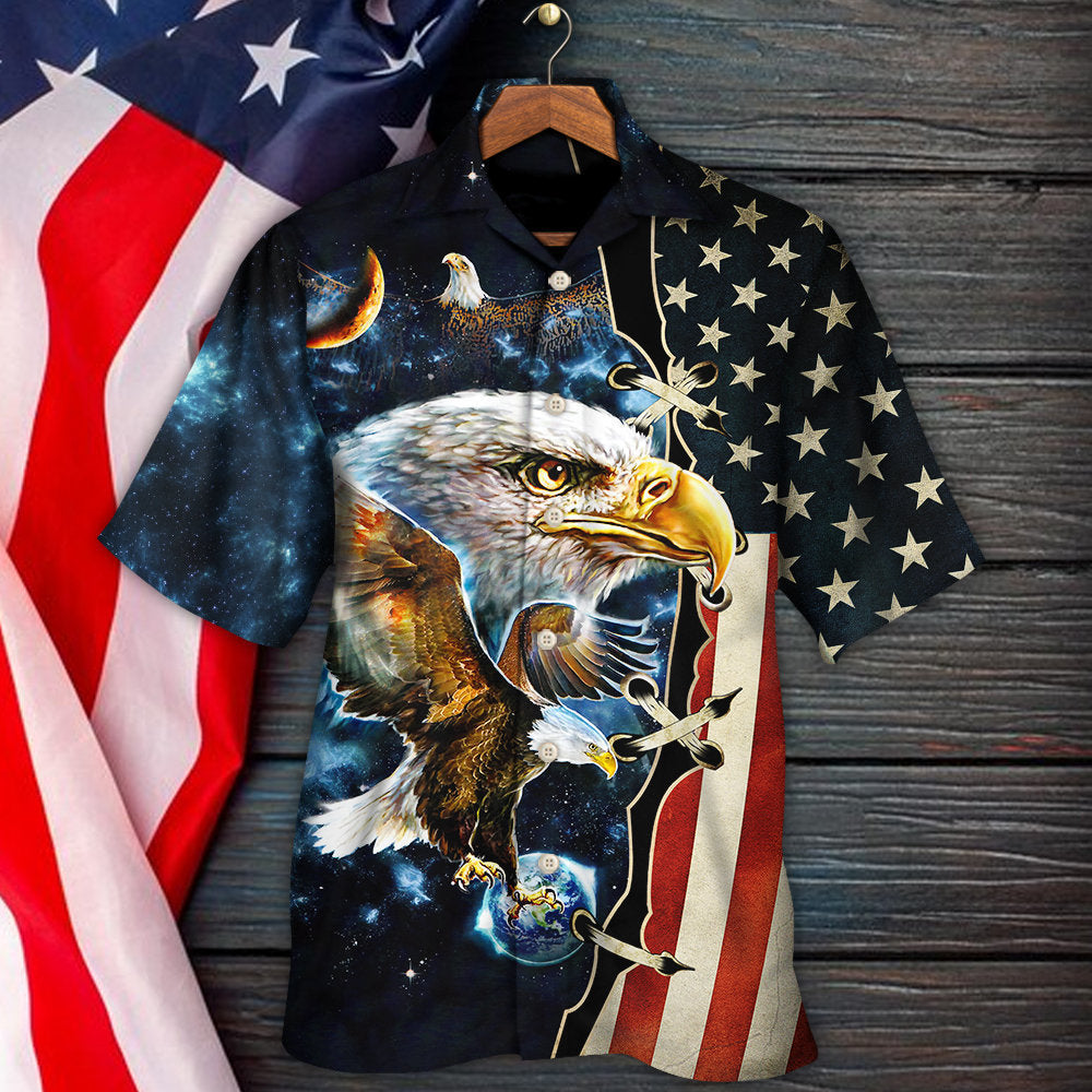 America Eagle Amazing Galaxy - Hawaiian Shirt - Reefox
