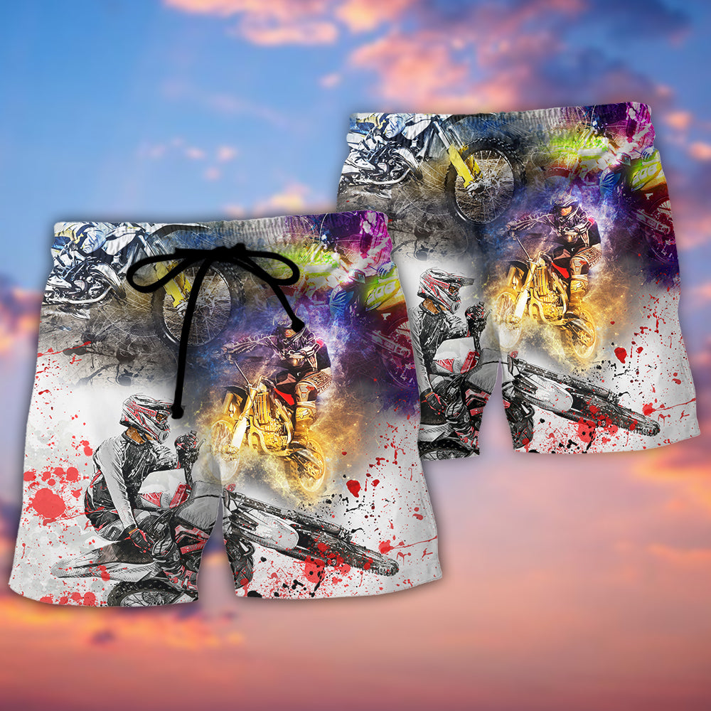 Motorcycle Where The Road Ends The Fun Begins Mix Color - Beach Short Reefox - Owls Matrix LTD