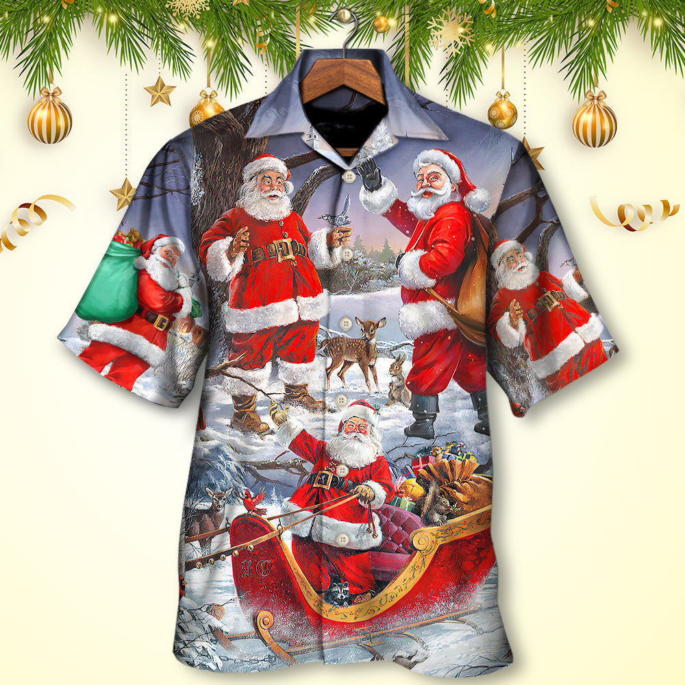 Christmas Funny Santa Claus Happy Xmas Is Coming Art Style Cool - Hawaiian Shirt - Reefox