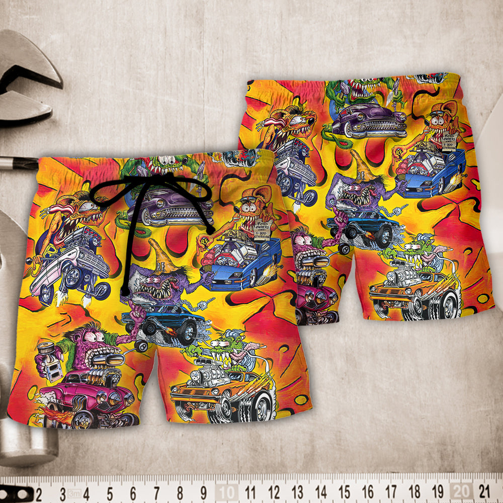 Hot Rod Vintage Racing Savage Burn Energy - Beach Short Reefox - Owls Matrix LTD