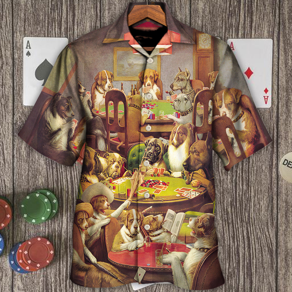 Gambling Dog Playing Poker - Hawaiian Shirt - Reefox
