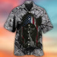 Skull Dark American Flag Strong Wrought Iron - Hawaiian Shirt - Reefox