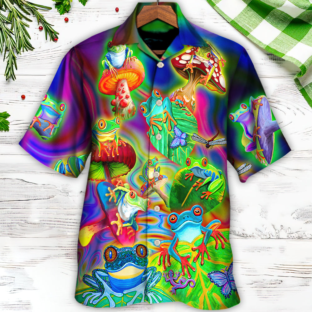 Frog Colorful Tropical Enjoying A Day Of Fun - Hawaiian Shirt - Reefox