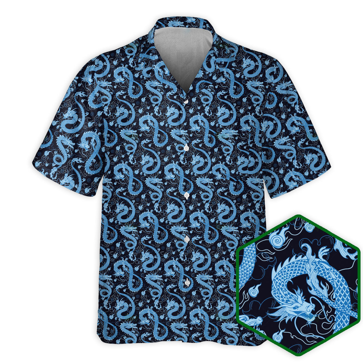 DnD Dragon Black And Blue Style - Hawaiian Shirt - Reefox