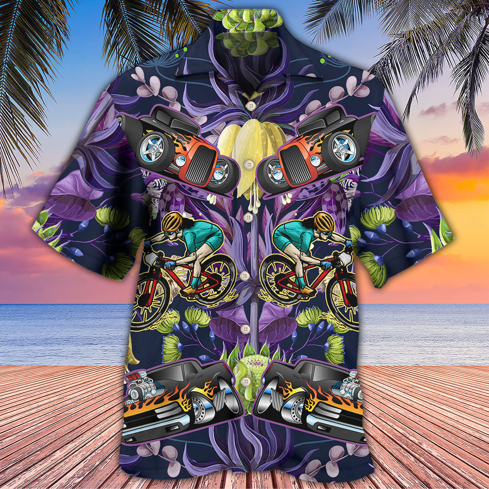 Hot Rod I Like Hot Rods And Mountain Biking - Hawaiian Shirt - Reefox