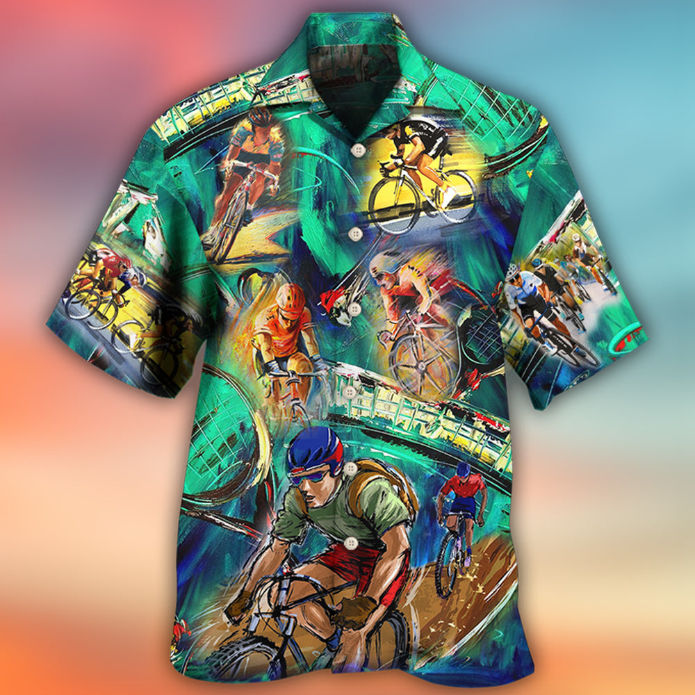 Cycling And Tennis Lover Abstract Painting - Hawaiian Shirt - Reefox