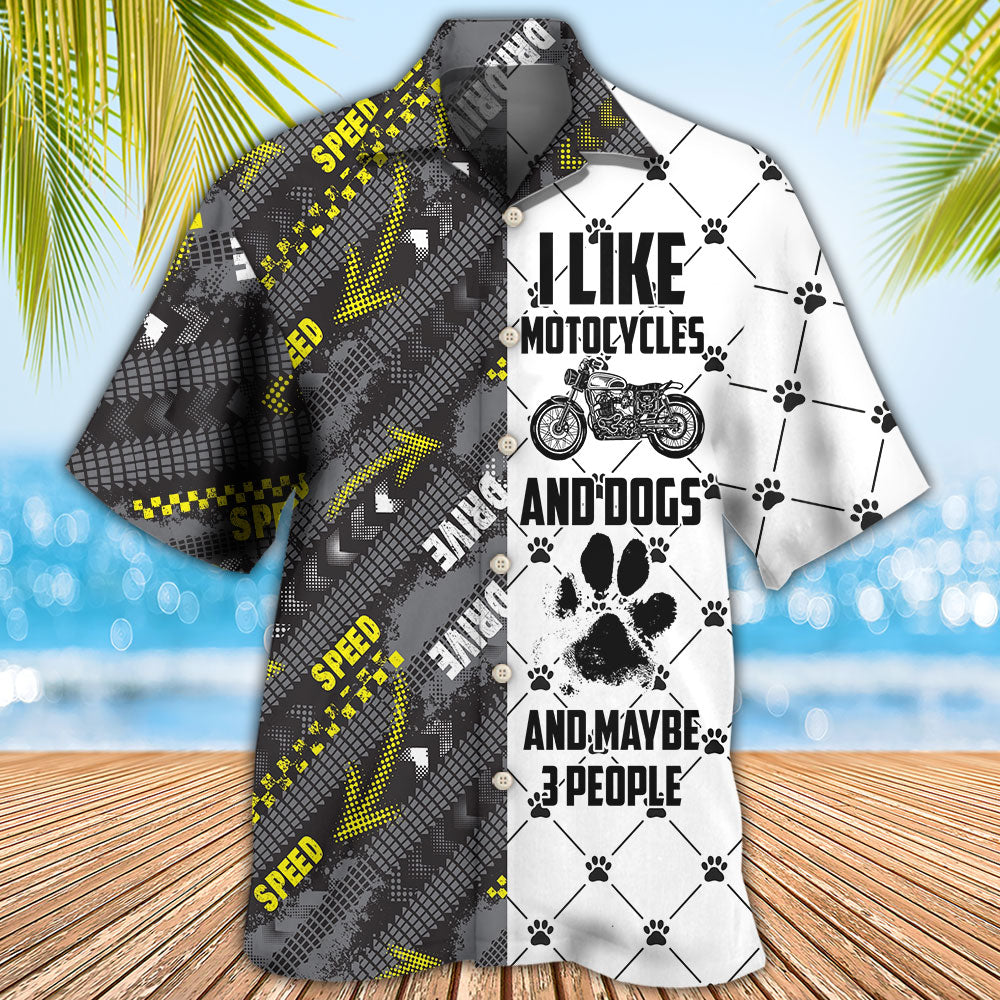 Motorcycles I Like Motocycles And Dogs - Hawaiian Shirt - Reefox