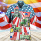Tractor Independence Day Watercolor Tractor US Flag - Hawaiian Shirt - Reefox
