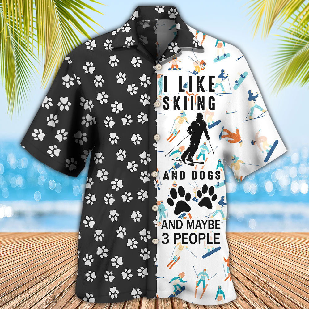 Skiing I Like Skiing And Dogs - Hawaiian Shirt - Reefox