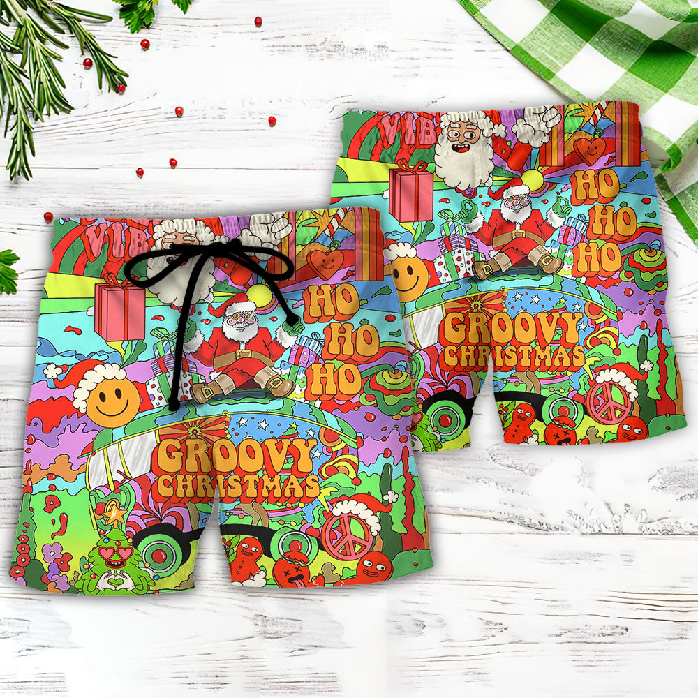Christmas Hippie Santa Bus Peace - Beach Short Reefox - Owls Matrix LTD
