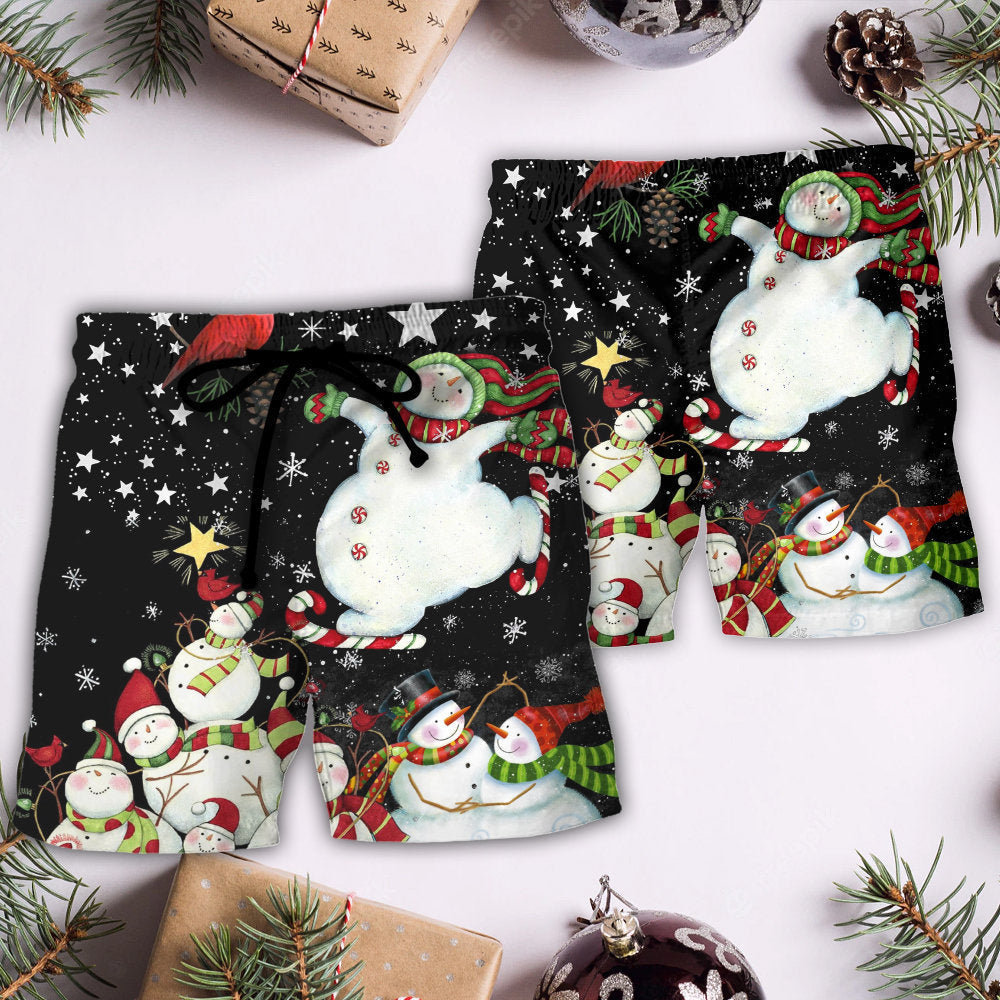 Christmas The World Of Christmas With Snowman - Beach Short Reefox - Owls Matrix LTD