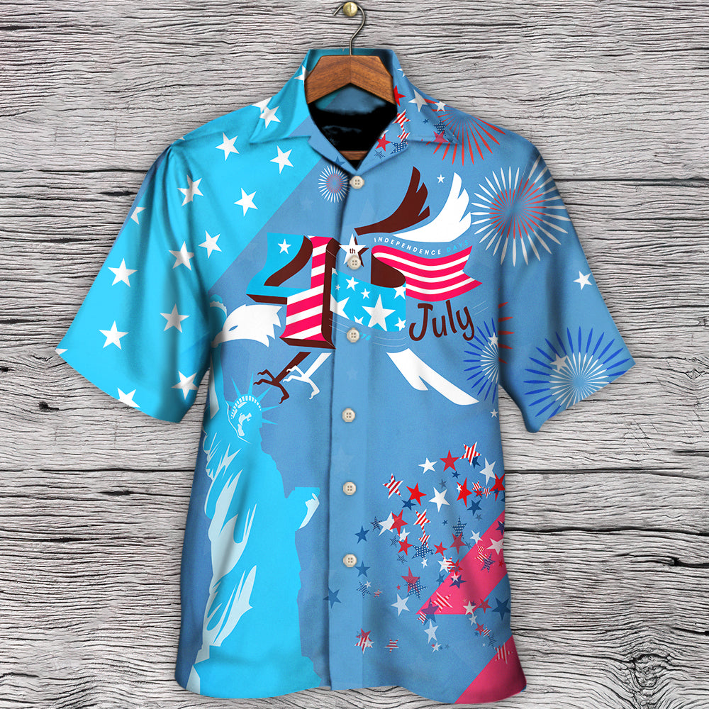 America Independence Happy Day Fourth Of July - Hawaiian Shirt - Reefox