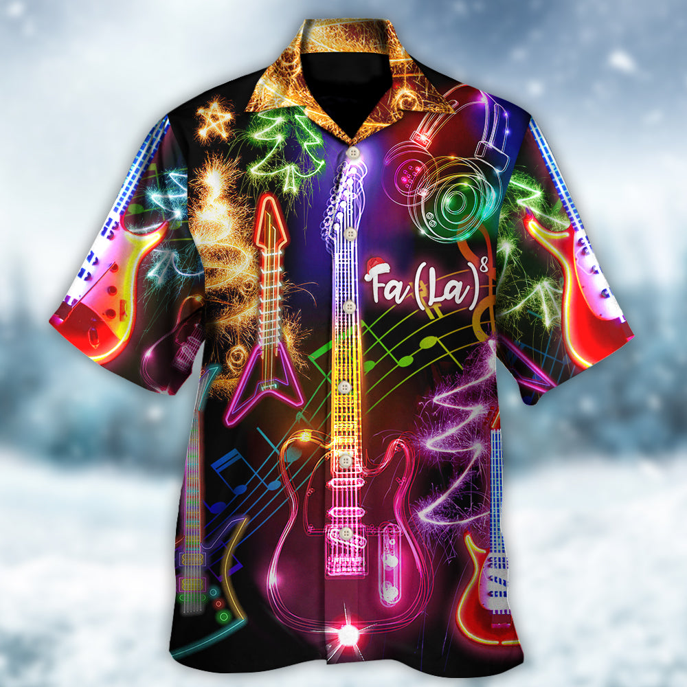 Christmas Guitar Tree Happy Glow Light Style - Hawaiian Shirt - Reefox