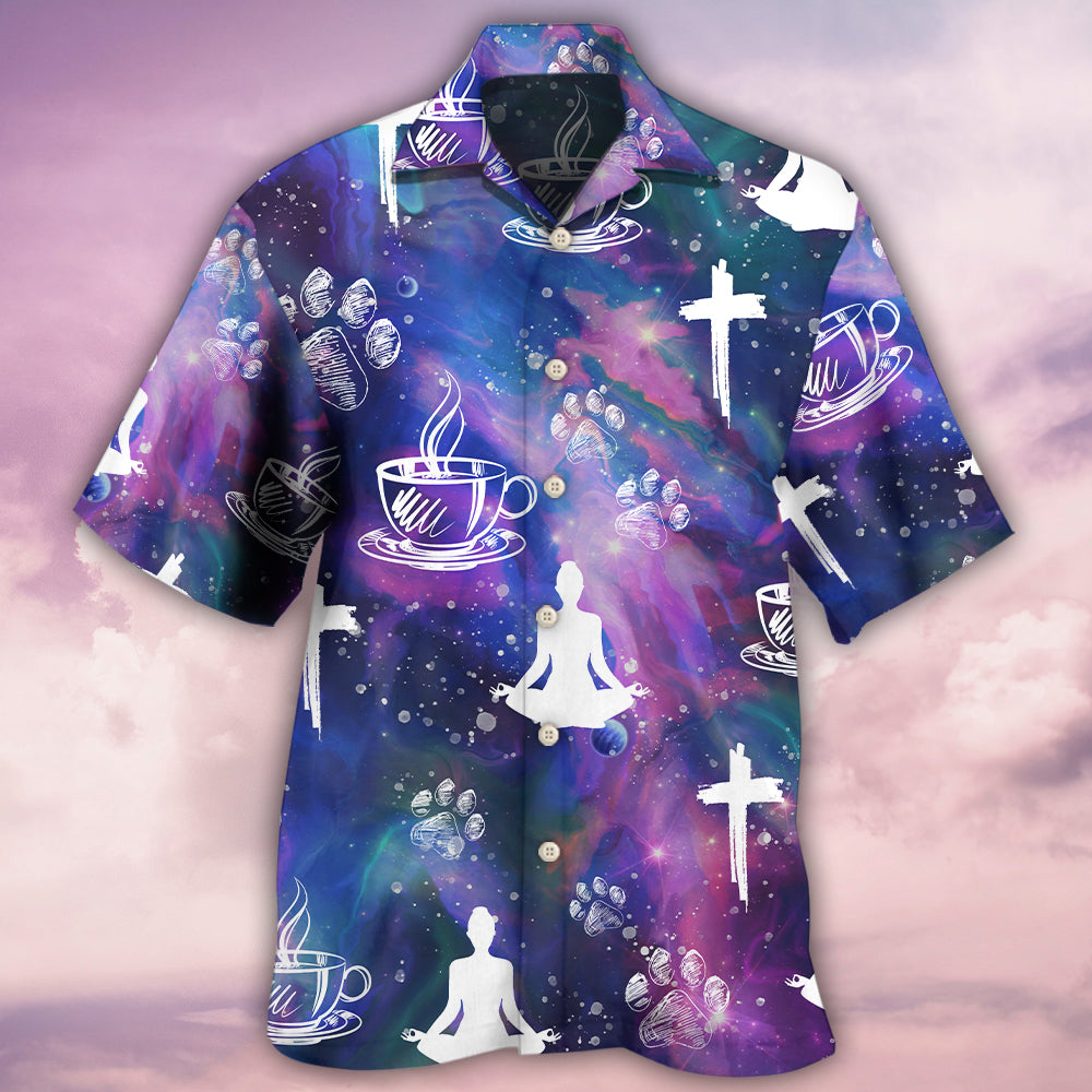 Coffee Jesus Dog Yoga - Hawaiian Shirt - Reefox