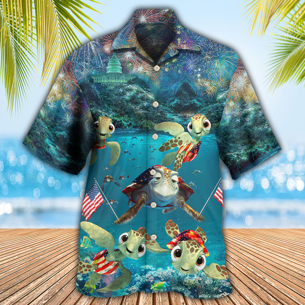 Turtle Independence Day Celebrate Under Sea - Hawaiian Shirt - Reefox