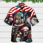 Skull Christmas US Flag Skeleton And Eagle Xmas Vibe - Hawaiian Shirt - Reefox