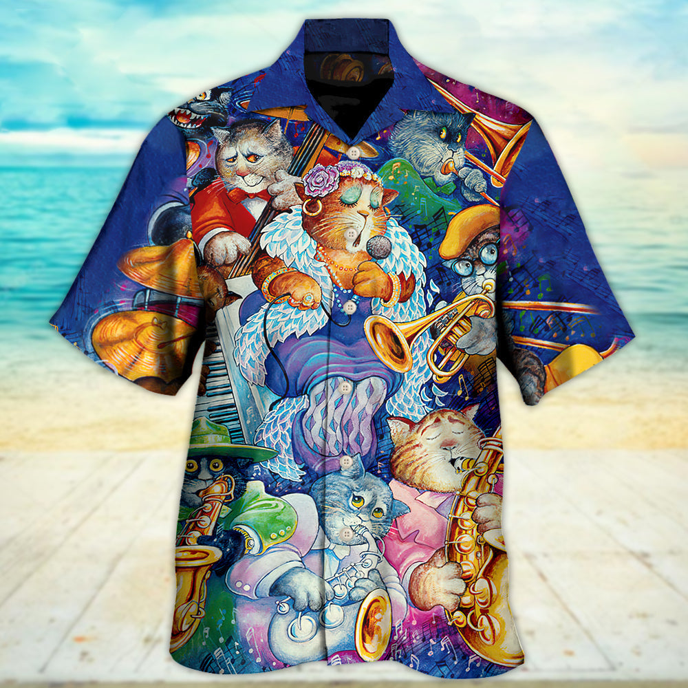 Cat Jazz Music Funny - Hawaiian Shirt - Reefox