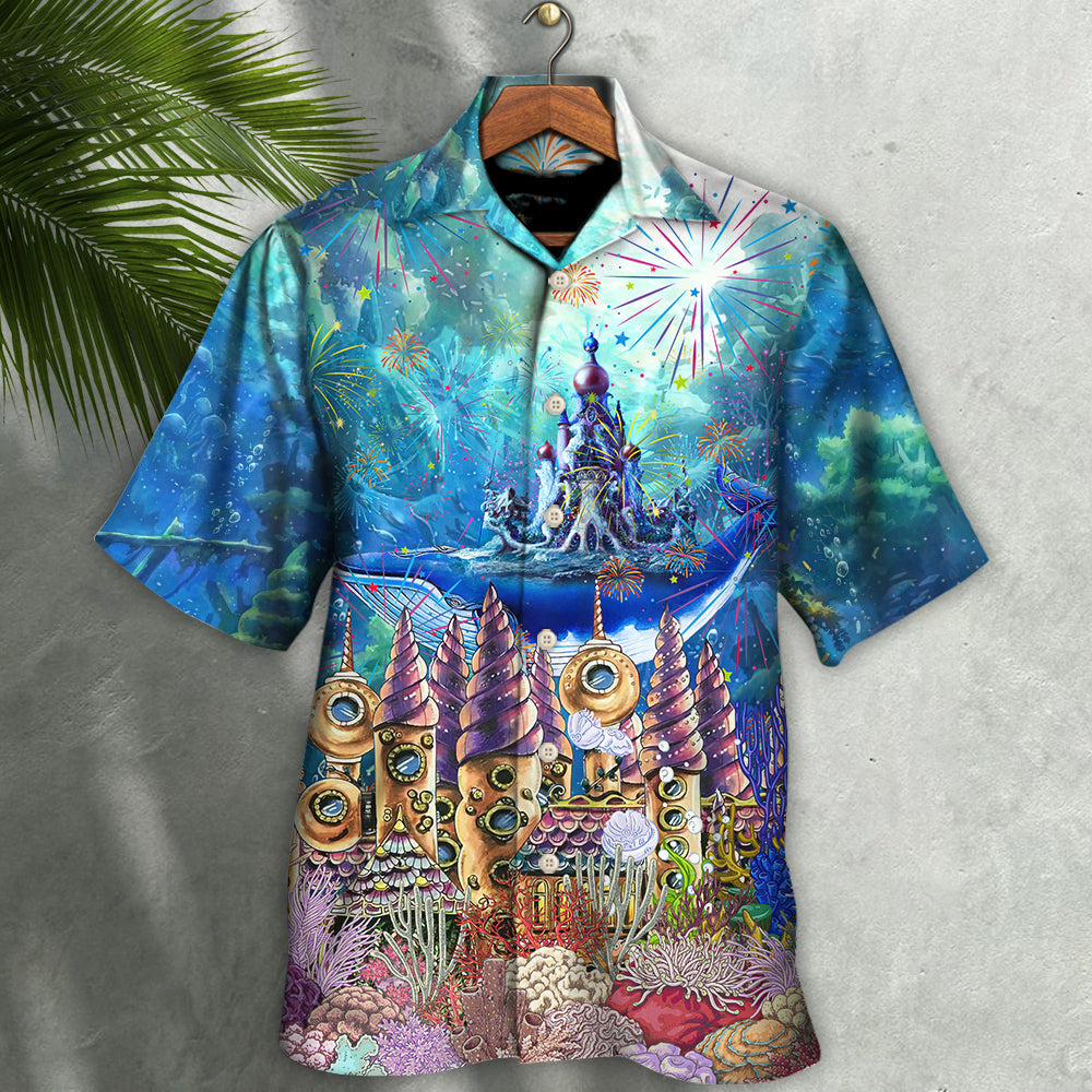 Whale Happy New Year Under Ocean - Hawaiian Shirt - Reefox