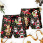 Christmas Joyful Santa Snowman Merry Xmas - Beach Short Reefox - Owls Matrix LTD