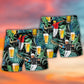 Beer And Jai Alai Tropical Pattern - Beach Short Reefox - Owls Matrix LTD