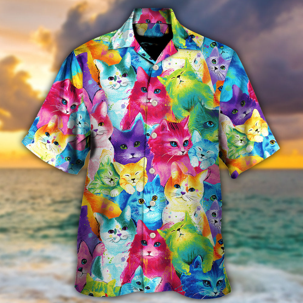 Cat Colorful Little Cute Kitten Happy Life - Hawaiian Shirt - Reefox