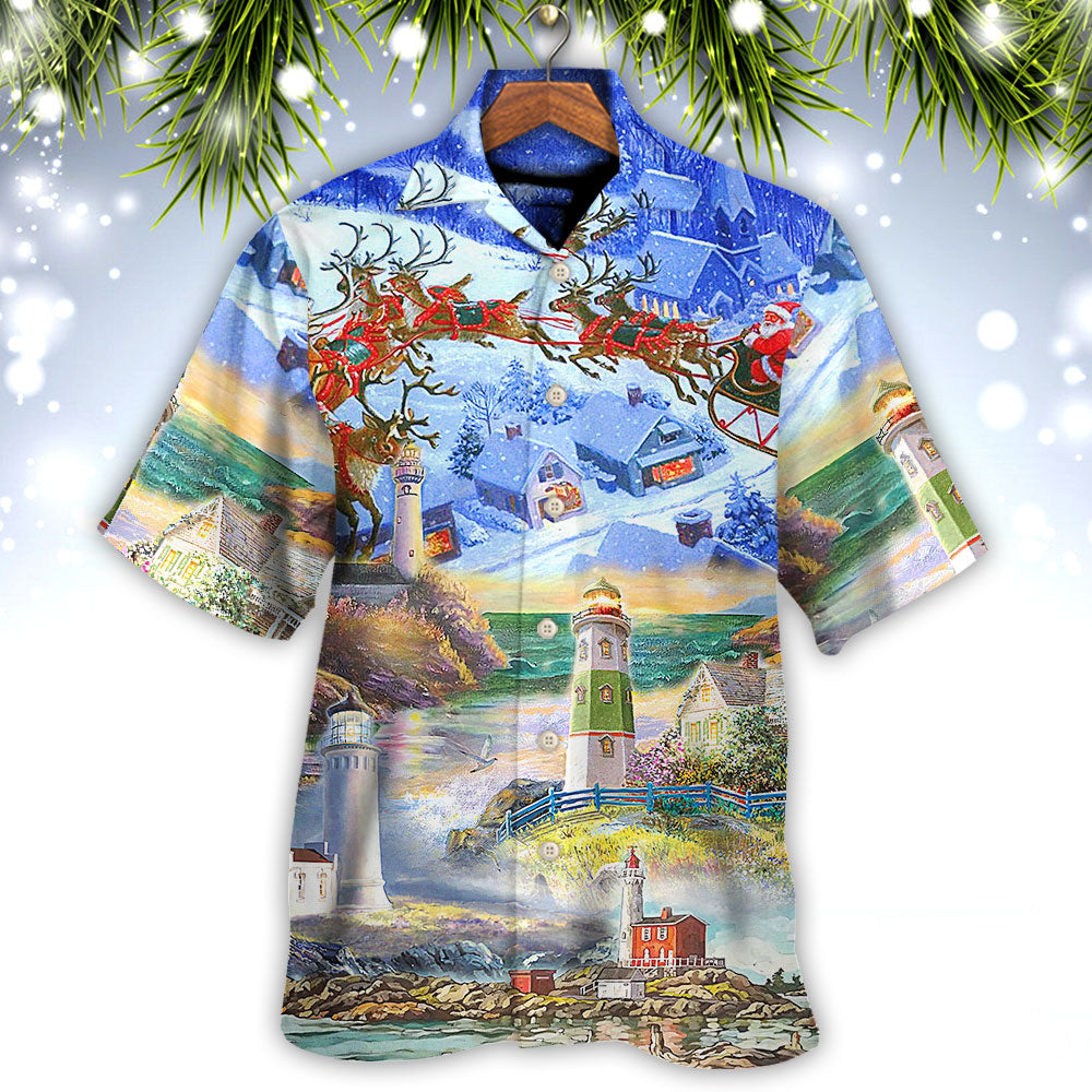 Lighthouse Christmas Santa Be A Lighthouse - Hawaiian Shirt - Reefox