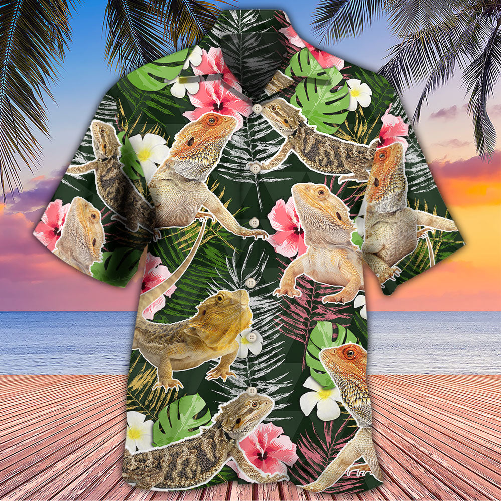 Bearded Dragon Tropical Leaf - Hawaiian Shirt - Reefox