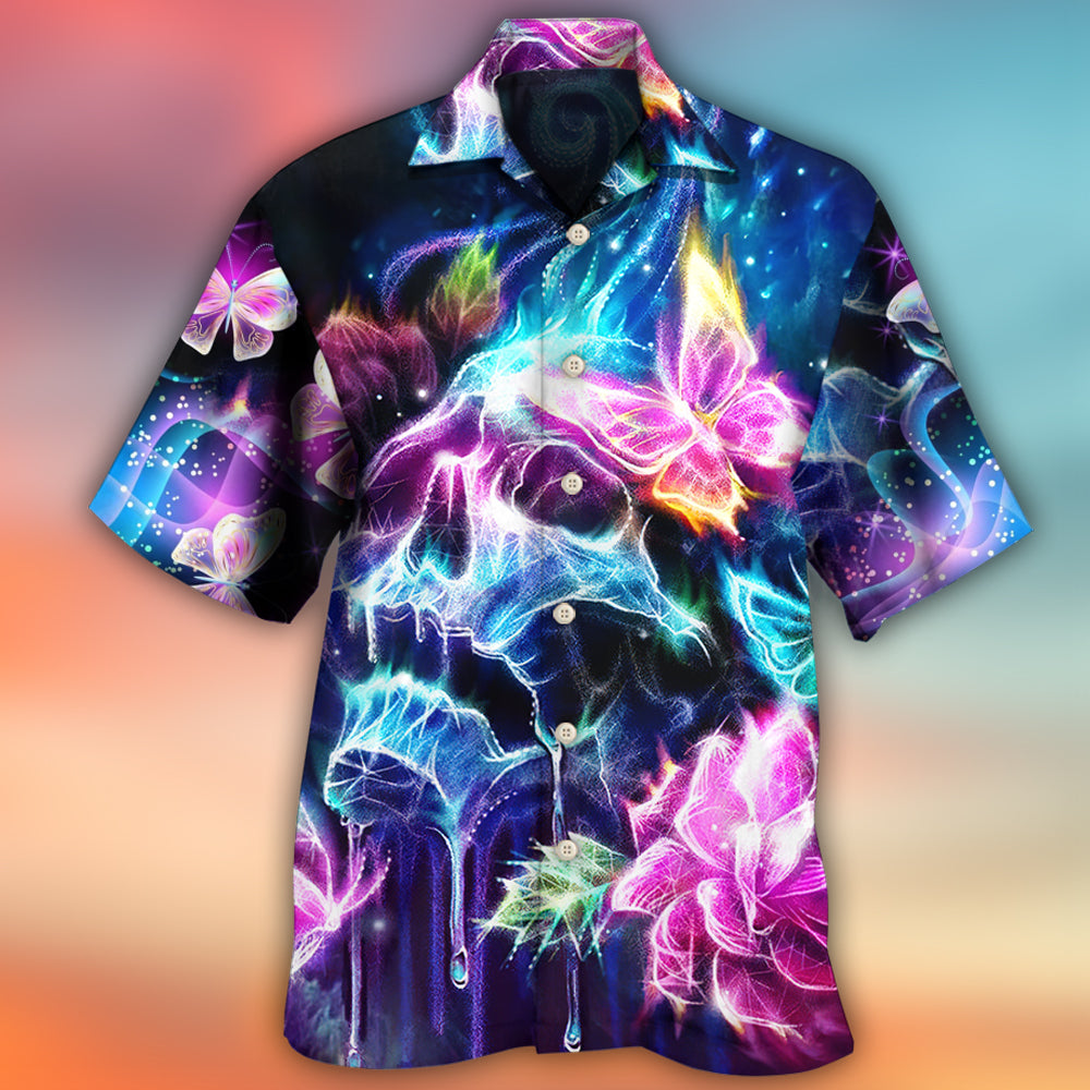 Skull Butterfly Flower Dream Lighting - Hawaiian Shirt - Reefox