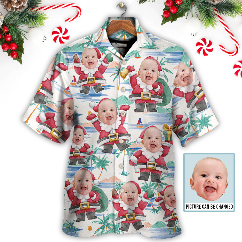 Christmas Santa Summer Beach Custom Photo - Hawaiian Shirt - Reefox