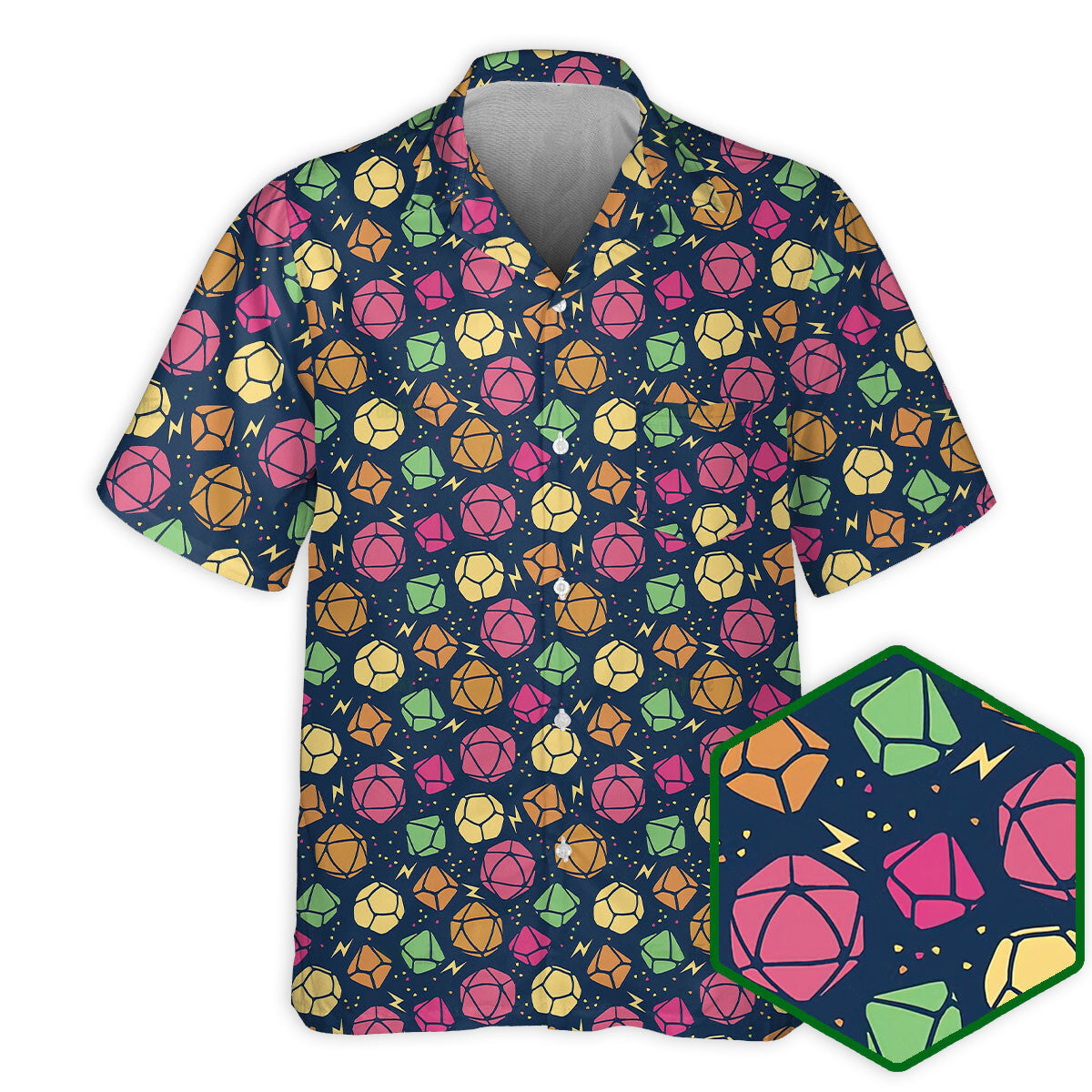DnD Dice Colorful Pattern Small - Hawaiian Shirt - Reefox