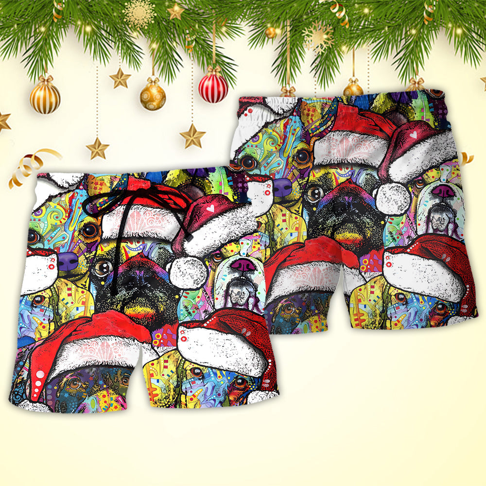 Christmas Dog Colorful Draw With Love - Beach Short Reefox - Owls Matrix LTD
