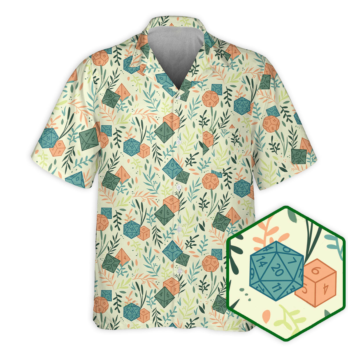 DnD Dice Plants Pattern - Hawaiian Shirt - Reefox