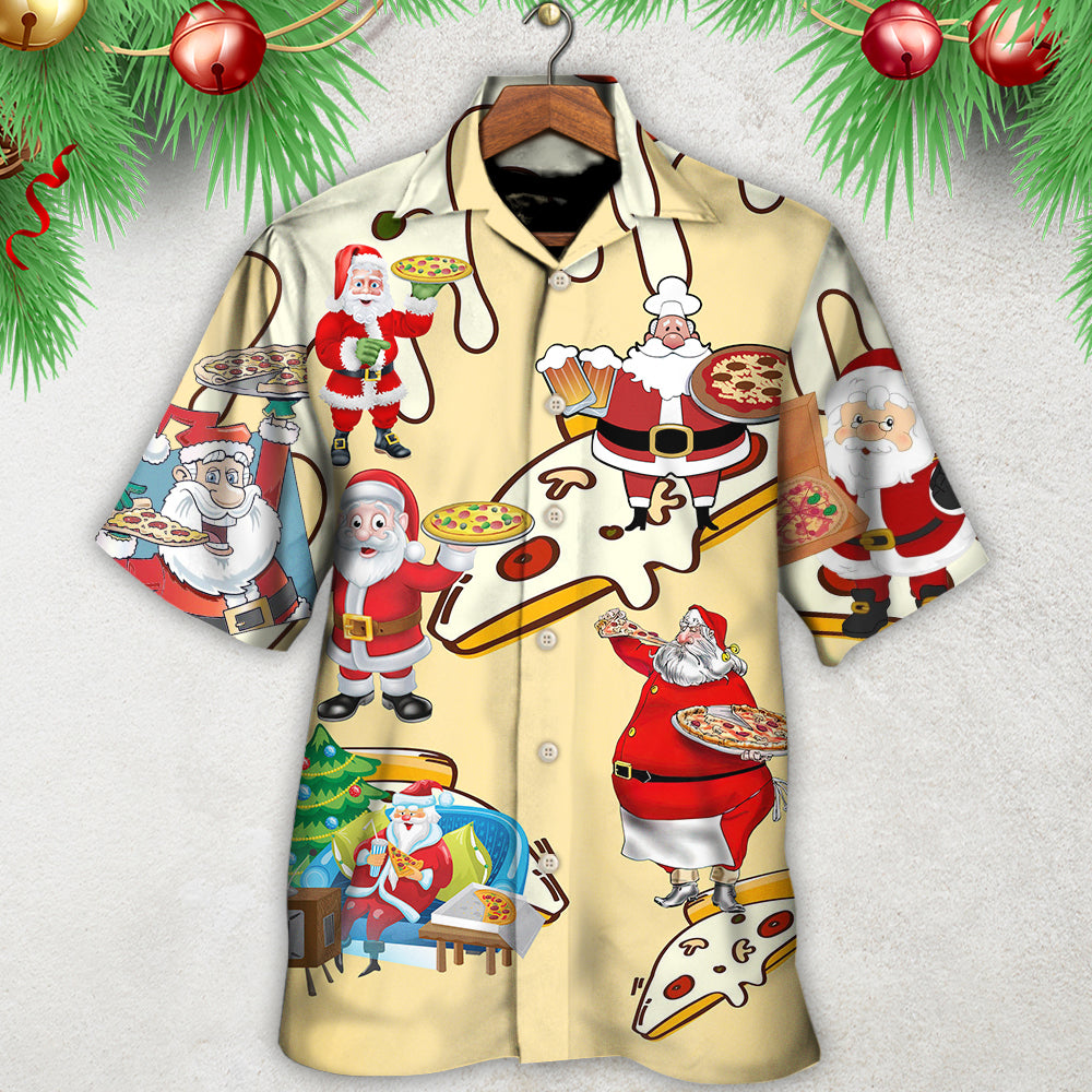 Christmas Santa Eating Pizza. It's Yummy - Hawaiian Shirt - Reefox
