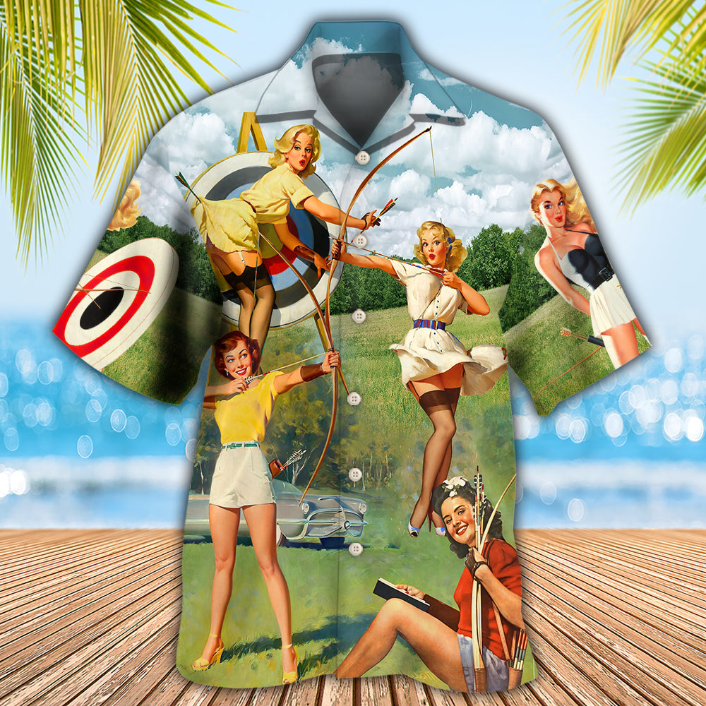 Archery Tournaments Pinup Girls - Hawaiian Shirt - Reefox